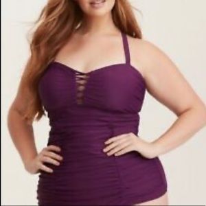 Torrid Flirt Swim Purple Top Lattice Swim NWT 4X